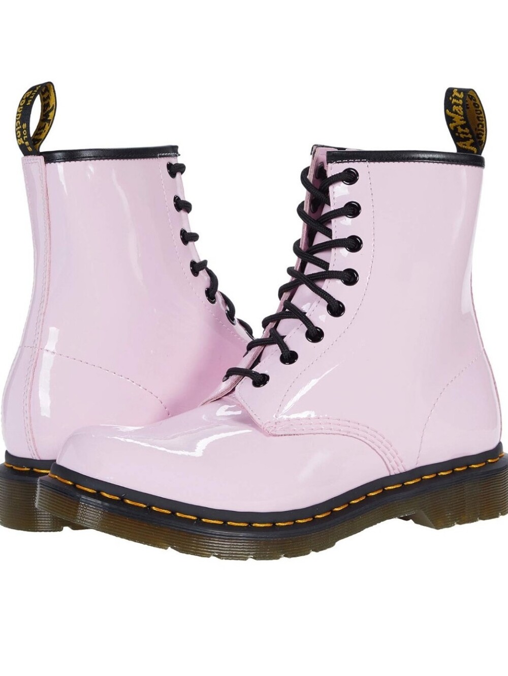 Dr. Martens Women's Pink Patent Leather Boots 10 Lace-Up Combat
